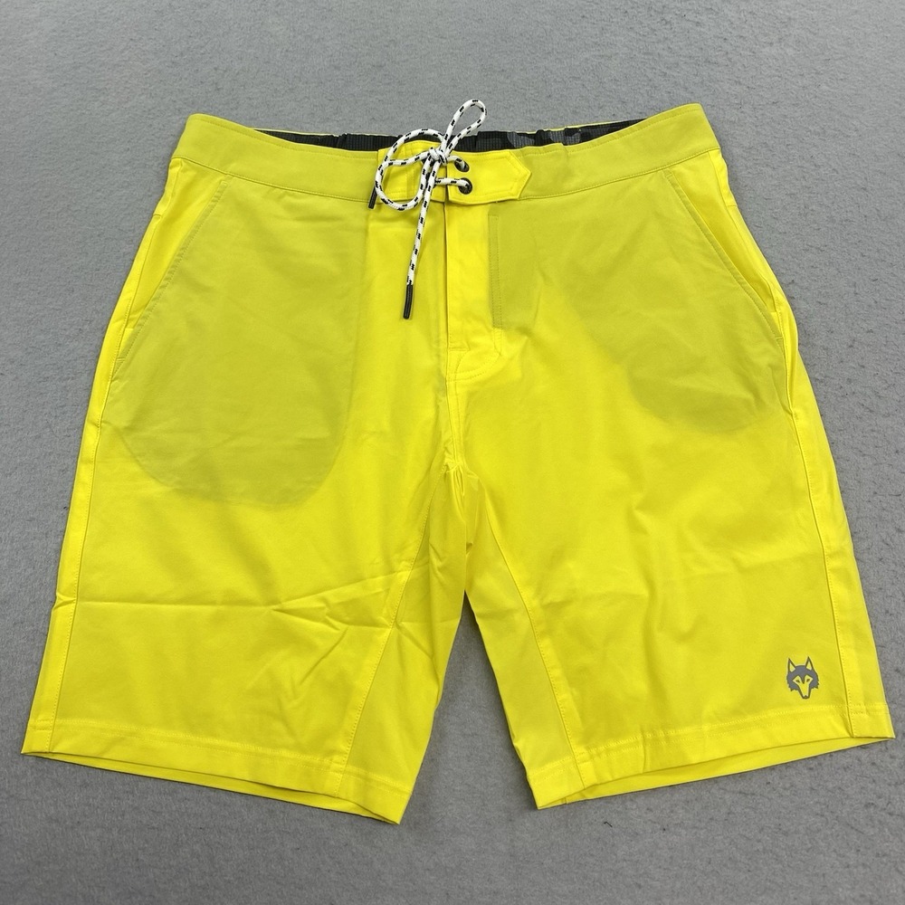 Greyson Shorts Mens 35 Yellow Swim Trunks Indian Wells 9 Inseam Wolf